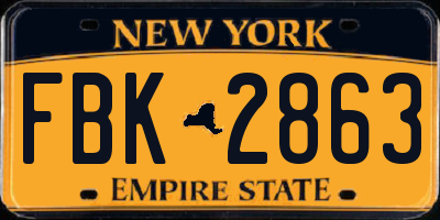NY license plate FBK2863