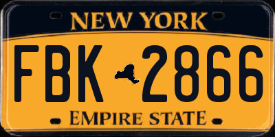 NY license plate FBK2866