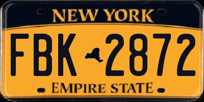 NY license plate FBK2872