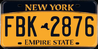 NY license plate FBK2876