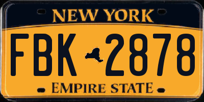 NY license plate FBK2878