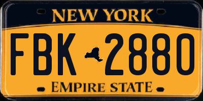 NY license plate FBK2880