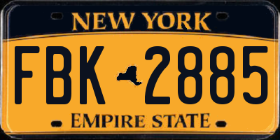 NY license plate FBK2885