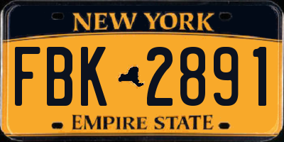 NY license plate FBK2891