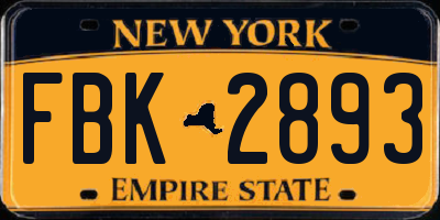 NY license plate FBK2893