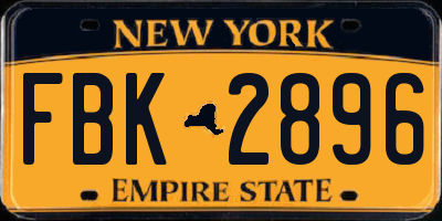 NY license plate FBK2896