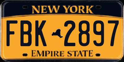 NY license plate FBK2897