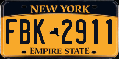NY license plate FBK2911