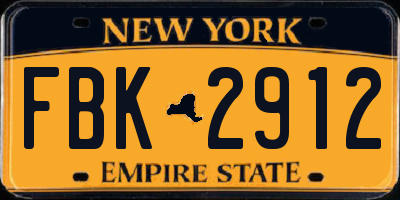 NY license plate FBK2912