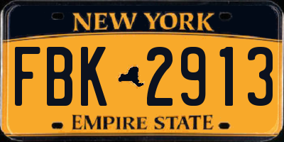 NY license plate FBK2913