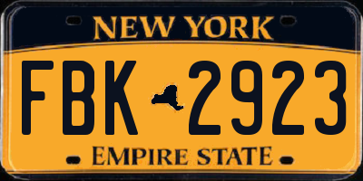 NY license plate FBK2923