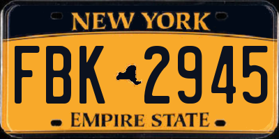 NY license plate FBK2945
