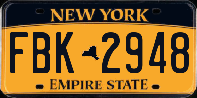 NY license plate FBK2948