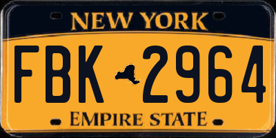 NY license plate FBK2964