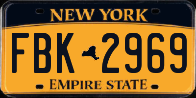 NY license plate FBK2969