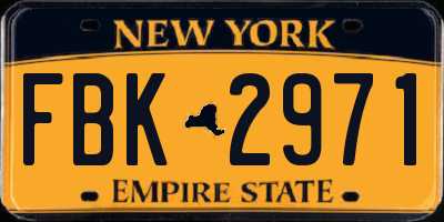NY license plate FBK2971