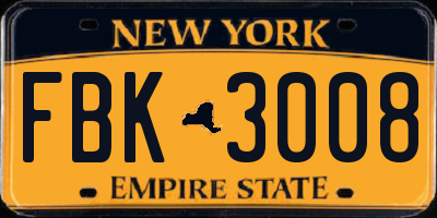 NY license plate FBK3008