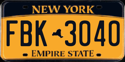 NY license plate FBK3040