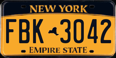 NY license plate FBK3042