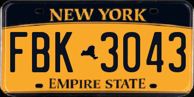 NY license plate FBK3043