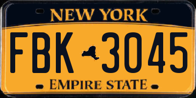 NY license plate FBK3045