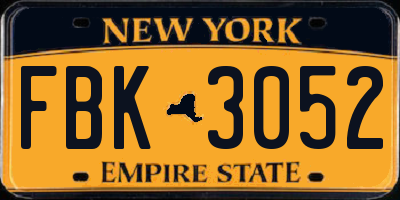 NY license plate FBK3052
