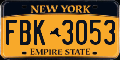 NY license plate FBK3053