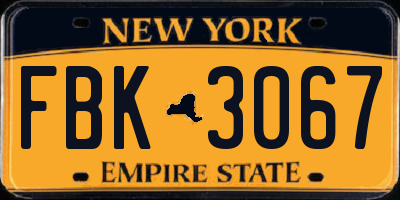 NY license plate FBK3067