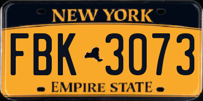 NY license plate FBK3073