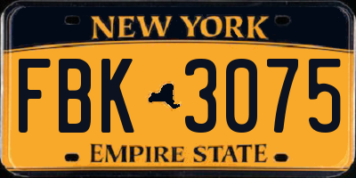 NY license plate FBK3075