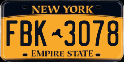 NY license plate FBK3078