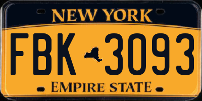 NY license plate FBK3093