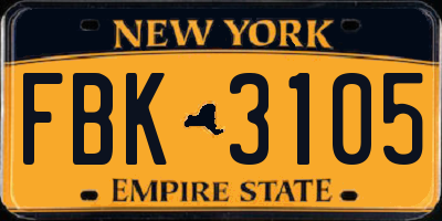 NY license plate FBK3105
