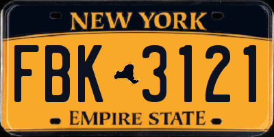NY license plate FBK3121