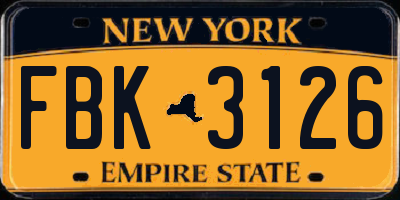 NY license plate FBK3126
