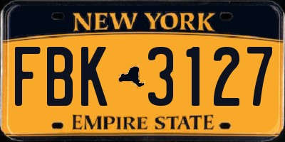 NY license plate FBK3127