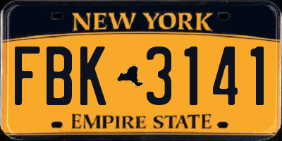 NY license plate FBK3141