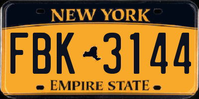 NY license plate FBK3144