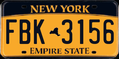 NY license plate FBK3156