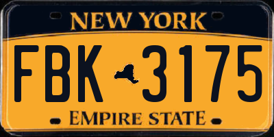 NY license plate FBK3175