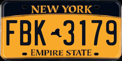 NY license plate FBK3179