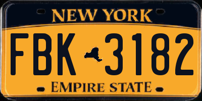 NY license plate FBK3182