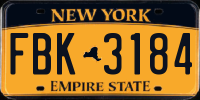 NY license plate FBK3184