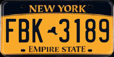 NY license plate FBK3189