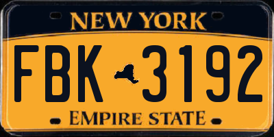 NY license plate FBK3192