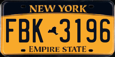 NY license plate FBK3196