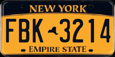 NY license plate FBK3214