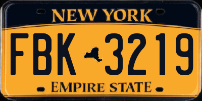 NY license plate FBK3219