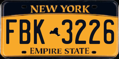 NY license plate FBK3226