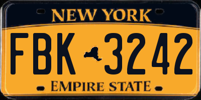 NY license plate FBK3242